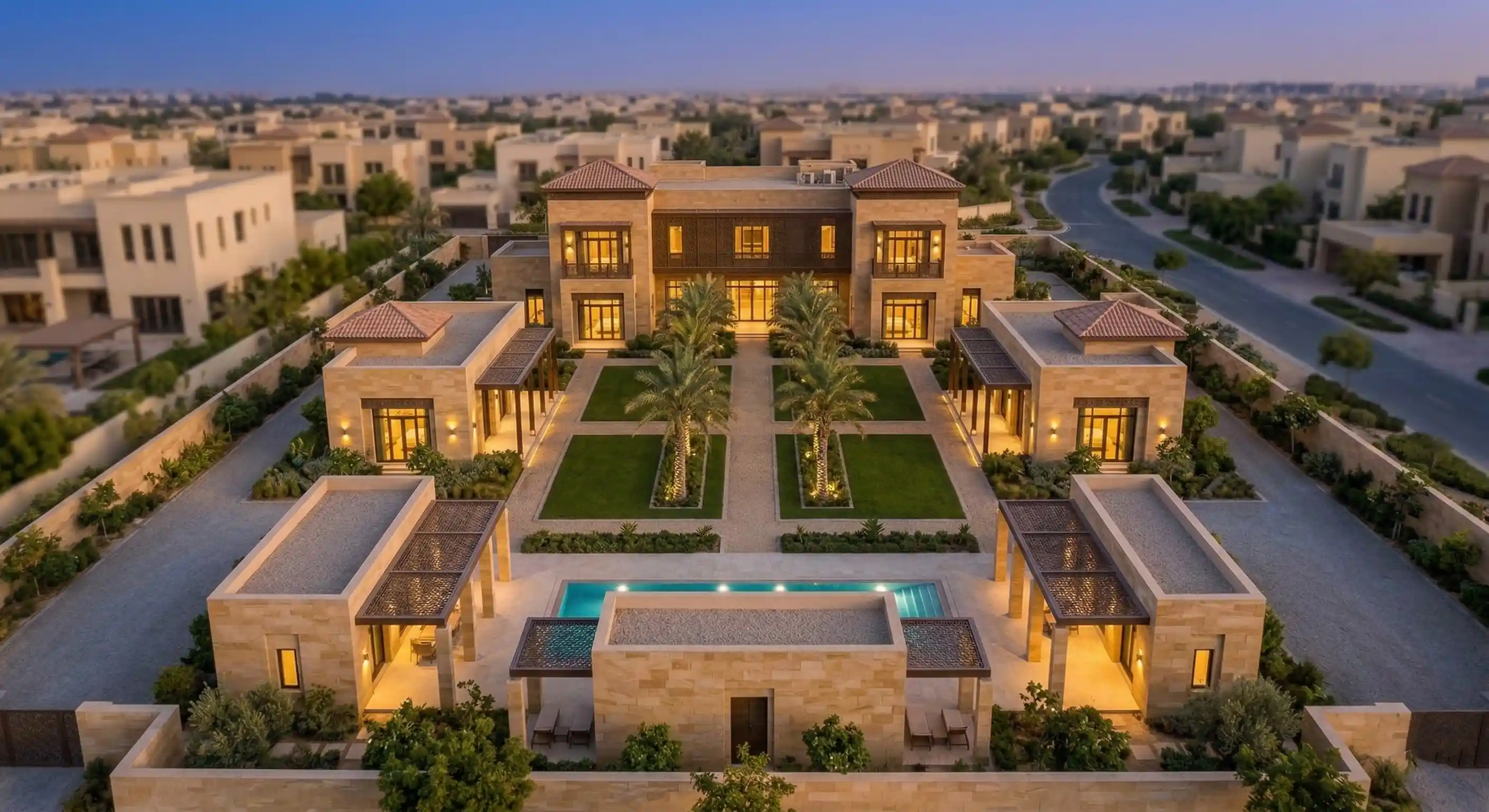 Aerial view at golden hour